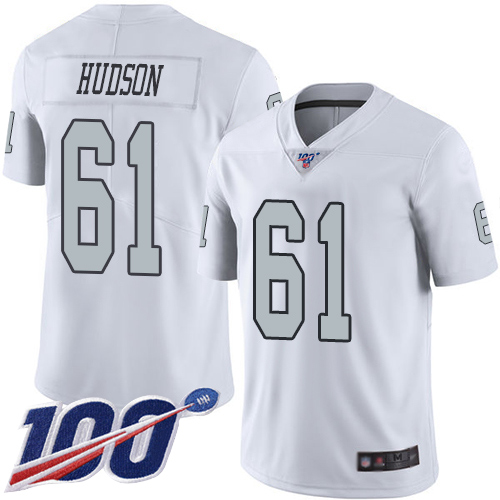 Men Oakland Raiders Limited White Rodney Hudson Jersey NFL Football #61 100th Season Rush Vapor Jersey->oakland raiders->NFL Jersey